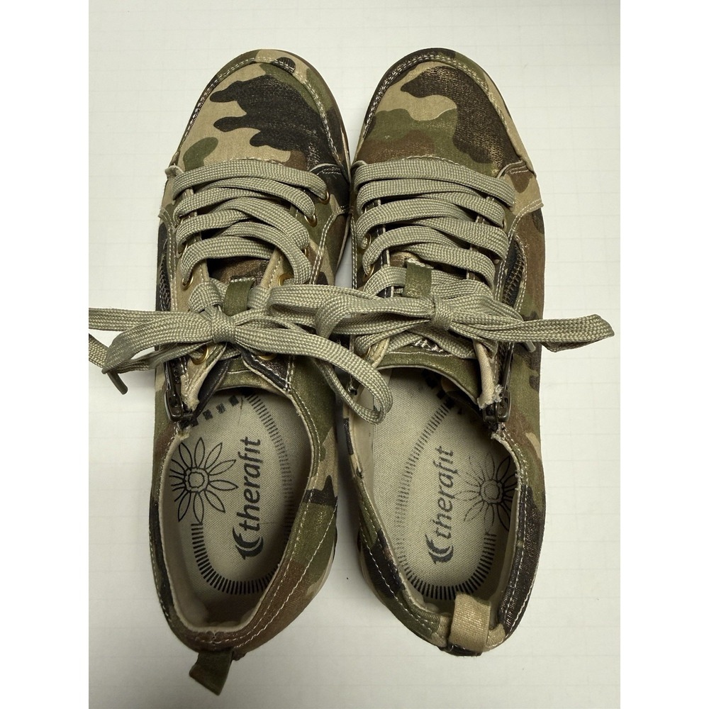 Therafit Camouflage Comfort Sneakers Synthetic Lace Up Zip Women's 8 C41301P